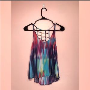Colorful Cage Back Tank Top